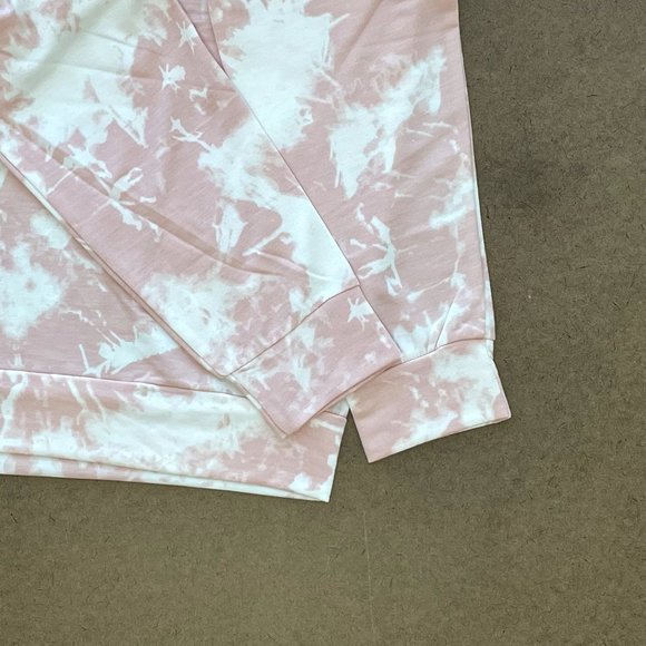 WOMENS PINK/WHITE TIE-DYE  OFF-THE-SHOULDER SWEATER - NWT - SZ:S/M, L/XL - Picture 6 of 13